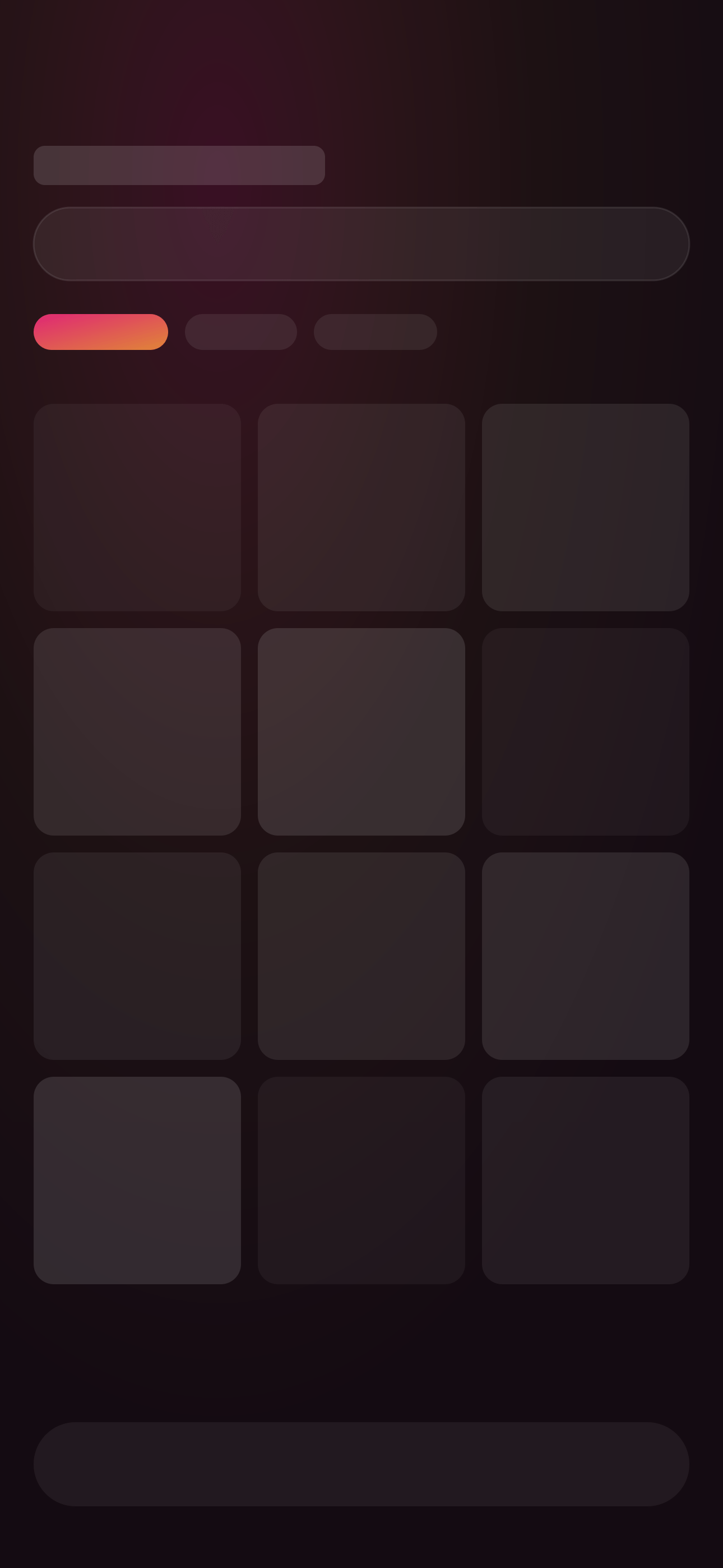 InstaSave library screen with saved posts grouped by creator and a search bar